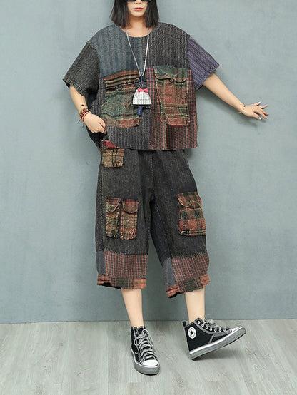 å¤§å°ºç¢¼å¥³æ¬¾å¤å­£å¾©å¤æ¼æ¥å¯¬é¬è¥¿è£