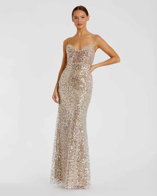 Embellished Bustier Column Gown