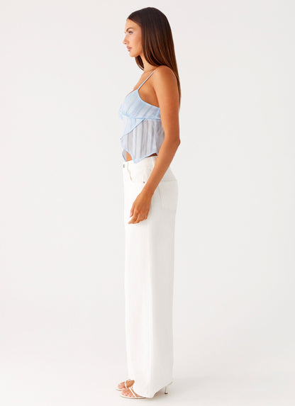 Glynne Frill Top - Baby Blue