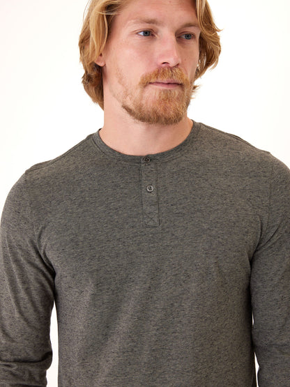 Braeden Black Fleck Long Sleeve Triblend Henley