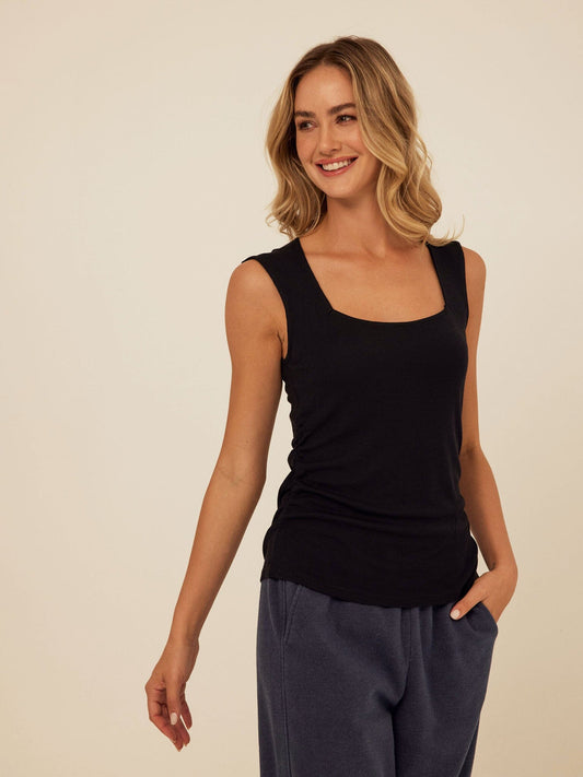 Brynlee Feather Rib Ruched Top
