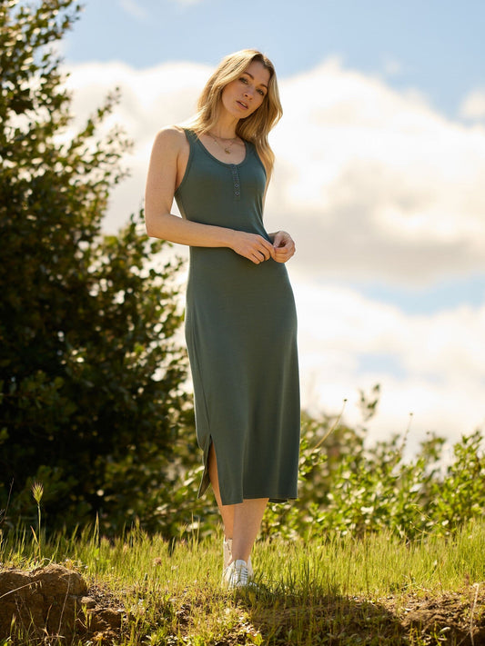 Lois Feather Rib Henley Tank Dress