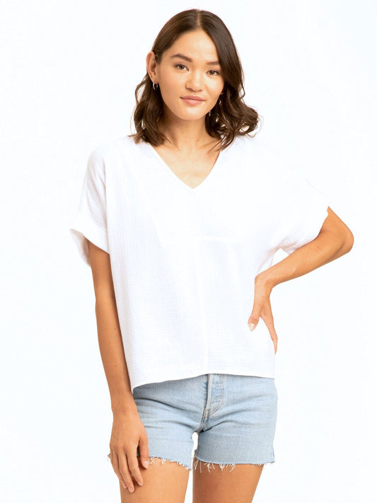 Honora Gauze V-Neck Top